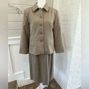 Vintage‎ Pendleton Wool Dully Lined Beige Skirt Suit Set 98% Wool 2% Spandex